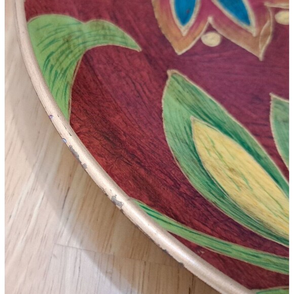 Oriental Accent Covington Collection Decorative Plate Red Floral with Gold Trim - Picture 3 of 8